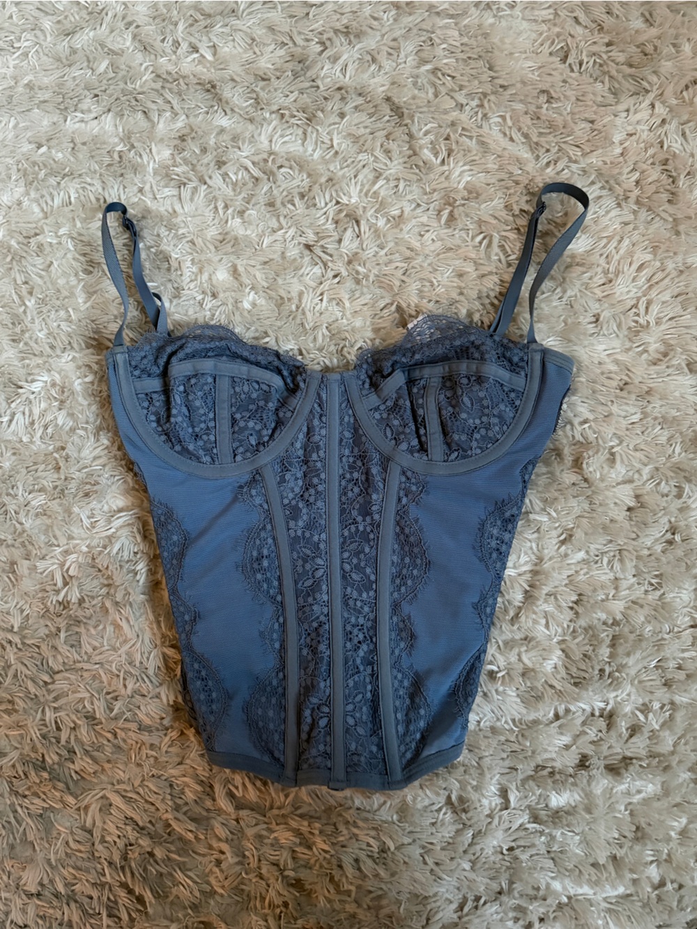 Urban Outfitters Slate Blue Lace Bustier Corset